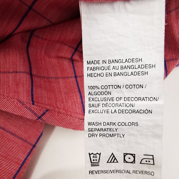 Izod Men's Button Down Cotton Shirt Red Plaid - Picture 9 of 9